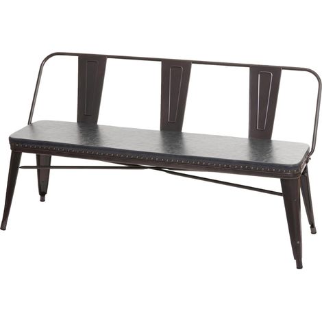 Banco 3 plazas HHG-491, banco armario banco comedor, polipiel Chesterfield Gastronomía Industrial, negro-gris