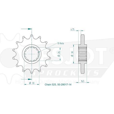Pignon de sortie de boite Esjot pour Moto Honda 600 Cbr Rr Abs