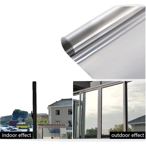 Lámina para ventanas que proporciona privacidad, aislamiento térmico, protección UV, nano plata, 60 cm x 200 cm. (1/2)