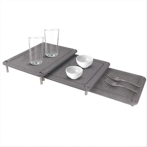 Set aus 3 ineinandergreifenden Trockenmatten aus Kieselgur, super saugfähig und rutschfest, für Küchenarbeitsplatten. (1/5)