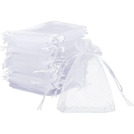 50 bolsitas de organza blancas, ideales para joyería o regalos - 7 x 9 cm (1/5)