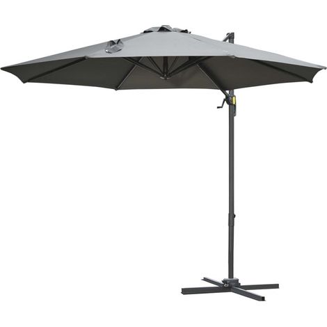 OMBRELLONE DA GIARDINO A MANOVELLA E A 8 STECCHE CON ANGOLAZIONE REGOLABILE. Ø2.95X2.5 M. GRIGIO (1/5)