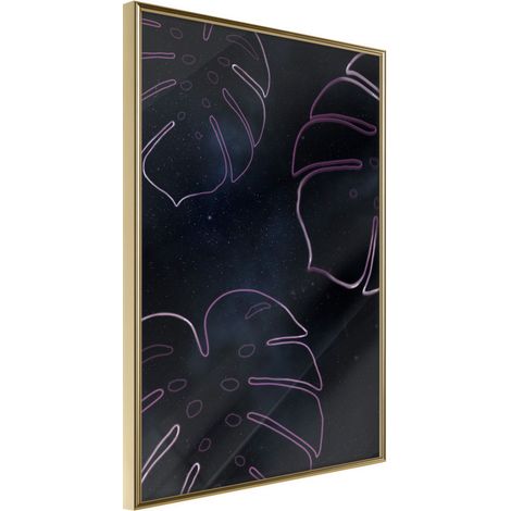 Affiche Murale Encadrée "Monstera Outline" 21 x 30 cm Or