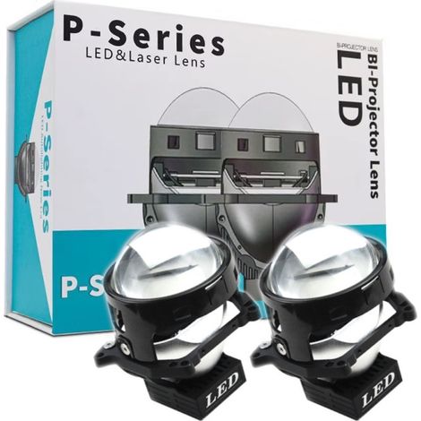 Set mit 2 Stück Bi-LED-Projektionslinsen zum Einbau in Scheinwerfer, für Abblend- und Fernlicht, 3 Zoll, 120 W, 8000 lm, 12 V, +