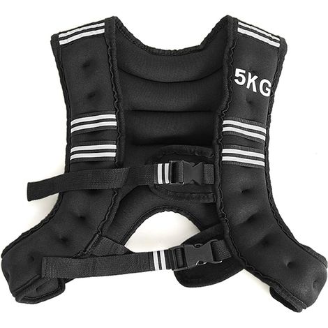 GOPLUS Gilet Leste de 5KG Reglable pour Exercices, Remplissage de Sable Ferrifere avec Sangle de Boucle Reglable et Bande Reflechissante, Veste Lestee pour Entrainement Physique Noir (1/5)