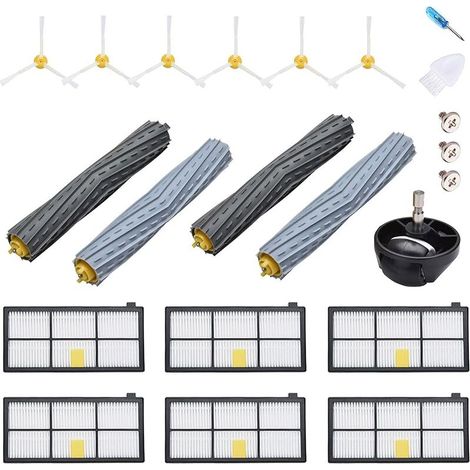 Accessoire pour iRobot Roomba 800 900 980 960 971 895 860 824 880 2x Filtre HEPA 6x brosses latérales 4x Brosse à Rouleau 1x Roue (1/5)