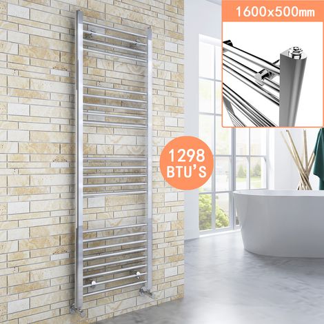 ELEGANT Chrome Bathroom Radiator Heated Towel Rail Radiator 1600 x 500 mm Straight