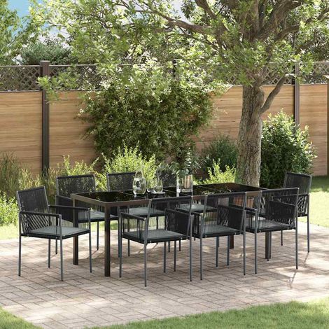 Garten Essgruppe 9 pcs Schwarz PE-Rattan (1/5)