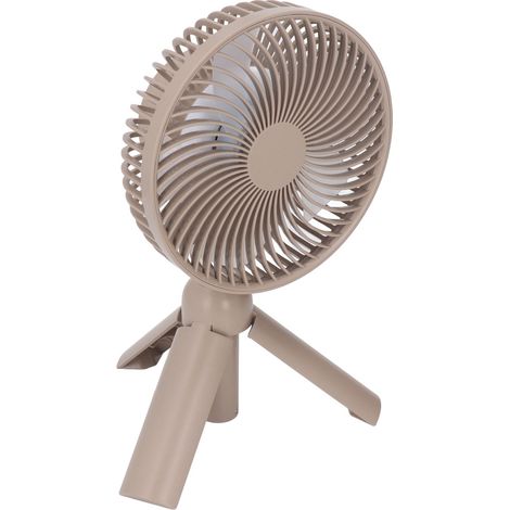 Tischventilator mit Teleskopstativ, USB-aufladbar, tragbar, für Büro und Außenbereich, hellbraun (1/5)