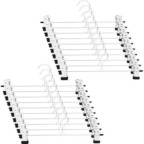 Lot de 20 Cintre Pantalon, 28.5cm Ceintre pour Pantalon Metal Avec Deux Antidérapante Réglables Clips, Cintre Pinces Cintres Porte-Pantalons Crochet Pivotant à 360°, Cintre Jupes Gain de (1/5)