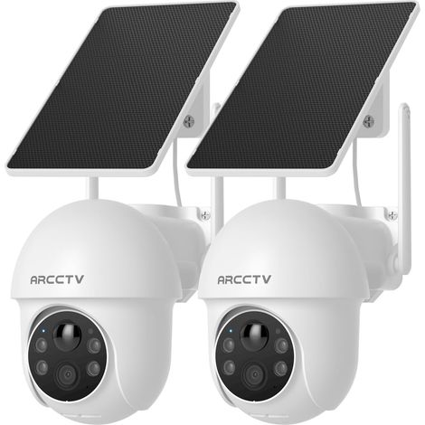 Caméra Surveillance WiFi Exterieure sans Fil Solaire(Blanc 2pcs) 2.5K 4MP, PTZ 360°, Wi-Fi 2.4/5GHz, Détection PIR, Vision Nocturne Couleur, Audio Bidirectionnel, Panneau Solaire,IP65 (1/5)