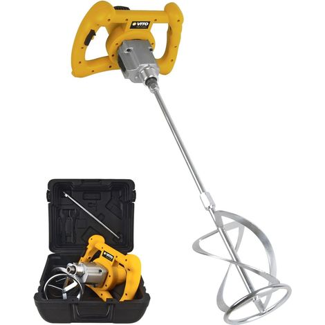 Malaxeur de chantier 1400W Mélangeur à béton Tige 590mm Pale 140 mm Capacité 65L 2 vitesses Coffre de rangement VITO (1/5)