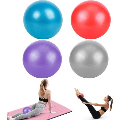 4 x Pilates Ball Small Gymnastics Ball 25 cm Anti-Slip Resistant with Inflation Straw Ideal for Seniors, Therapy, Home, Fitness (1/5)