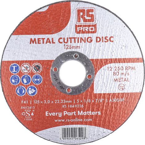 Disque abrasif RS PRO, P80, Ø 115mm, par 5 ( Prix pour Paquet de 5 ) (1/3)