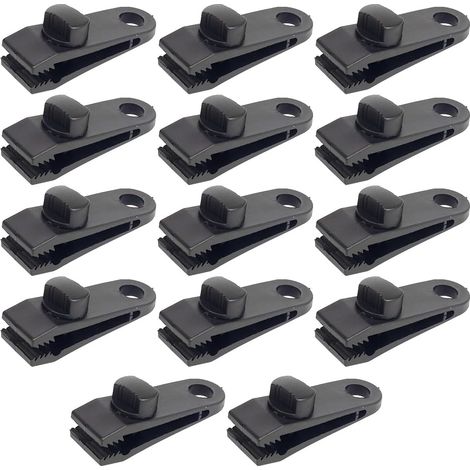 Lot de 14 clips de bâche, conception dents de scie, plastique robuste, vis de serrage, pour tente camping caravane