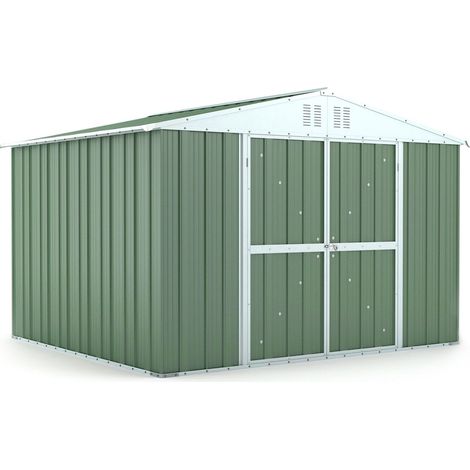 Casetta Box da Giardino in Lamiera di Acciaio Porta Utensili 327x269x217 cm Enaudi Verde