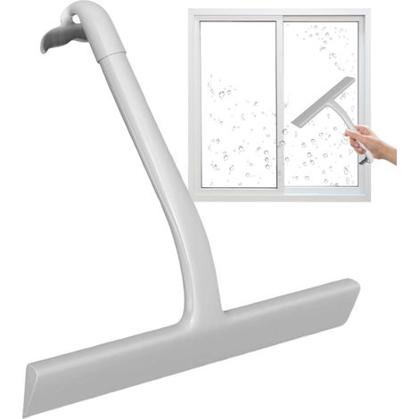 Raclette de douche - Silicone, racle de miroir, résistant aux Essuie-glace portable sans, outil de nettoyage de fenêtre pour portes de douche, miroirs, carrelages, 22,5 x 21 cm, blanc (1/5)