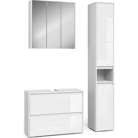 Badmöbel-Set Majest, Weiß/Weiß Hochglanz, 3 Teile, Vicco (1/5)