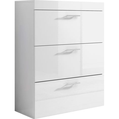 Muebles Bonitos – Commode enfant 3 tiroirs 75x99x36cm – Panneaux mélamine brillante – Poignées aluminium – Meuble de rangement moderne (1/4)