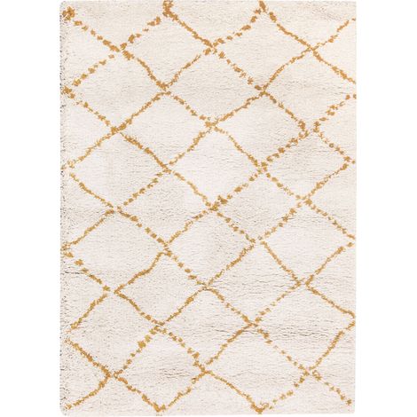 VIVARAISE - Tapis décoratif Vivaraise Casablanca en Polypropylène - Motifs berbères dorés - 170 x 120 cm