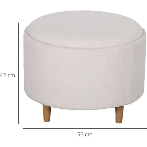 Tabouret rembourré en polaire douce, compartiment de rangement dissimulé, couvercle réversible, 56 cm x 56 cm x 42 cm, blanc (1/5)