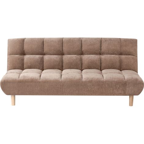 Divano letto moderno a 2 posti senza braccioli in tessuto schienale trapuntato e trapuntato gambe in legno marrone Risor (1/5)