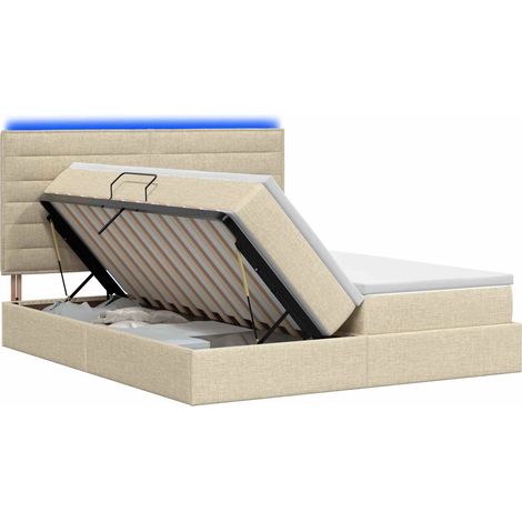 Letto con contenitore LED e materasso Crema 200 x 200 cm vidaXL (1/5)