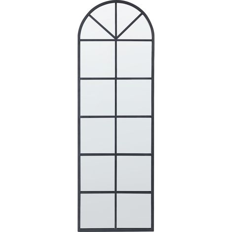 Espejo de pared de metal negro 40 x 120 cm vidrio forma de ventana Brouage (1/5)