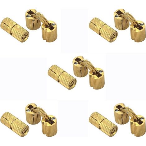 royaluxe - 10 Pcs Charnières Cylindriques en Laiton, Caché Charnière Invisible Tonneau pour DIY Porte en Bois Armoire Caravane, 12 mm (1/5)