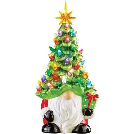 Nains de Noël avec lumières multicolores en résine - Nain de Noël - Décoration pour la maison et l'intérieur (1/5)