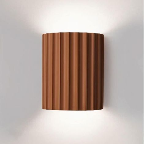 Applique murale moderne en argile à motif vertical cylindrique, simple et élégante, idéale pour une chambre, un salon ou un couloir (Marron)
