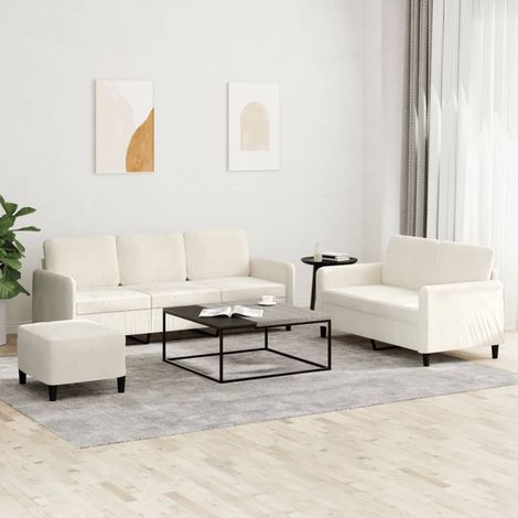 3-tlg. Sofagarnitur Creme Samt (1/5)