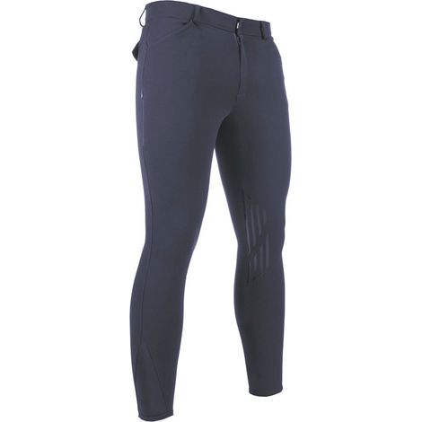 56 IT, nero 9100: Pantaloni da equitazione uomo con grip in silicone al ginocchio modello James