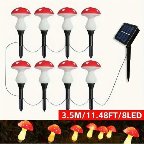 Pilzförmige Solar-Gartenleuchten mit 8 LEDs, dekorative Außenbeleuchtung, stimmungsvolle Rasenbeleuchtung (1/5)