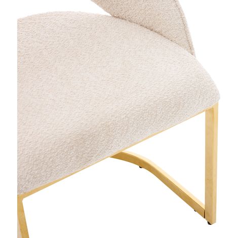 Lot de 2 chaises de salle à manger en bouclé beige avec pieds en métal doré galvanisé (1/5)