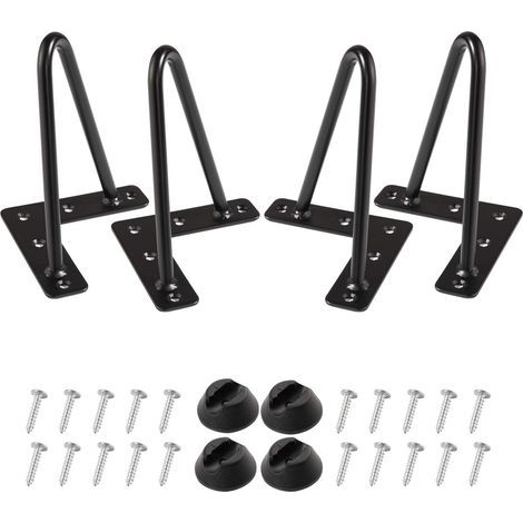 Pieds en épingle à cheveux 15cm ensemble de 4, DIY meubles de table en métal jambes idéales pour la Table à manger, bureau,siècle style moderne (15cm, Noir) (1/5)