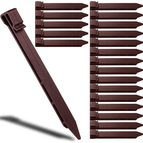 Lot de 30 piquets de jardin robustes en plastique de 25 cm (10 pouces) - Piquets d'ancrage multi-usages pour tentes, bordures, lames de terrasse et décorations gonflables de Noël (1/4)
