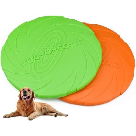 2-teiliges Frisbee-Hundespielzeug-Set, 15 cm große, robuste Wurfscheibe aus Gummi, für das Hundetraining im Freien (1/4)