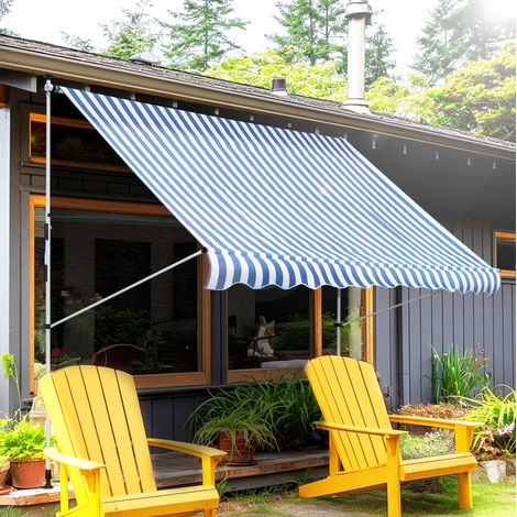 Tenda da sole 300x150 cm blu in alluminio e poliestere con manovella e altezza regolabile (1/5)