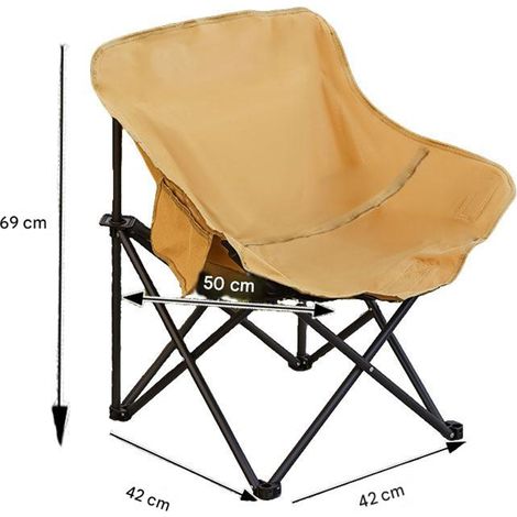 Chaise Lune Pliante de Camping Extérieur – Fauteuil Portable pour Camping, Pêche, Jardin et Plage, Dossier Bas Toile Droite 1 Pièce, Kaki (1/5)
