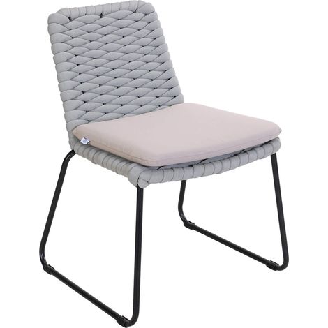 Home Deluxe Sedia da giardino in vimini grigio chiaro BALERO - set da 1 (1/5)