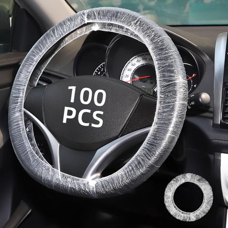 Coprivolante universale trasparente da 100 pezzi, coprivolante elastico impermeabile in plastica, coprivolante, accessori per interni auto