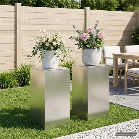 vidaXL Plant Stand 2 pcs Silver 40 x 40 x 80 cm Steel (1/5)