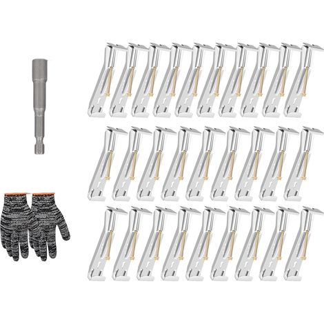28Pcs Gutter Hangers with Screws and Clamps Quick Screw Clip Concealed Bracket for 5inch Aluminum Gutters Rain Brackets with Screws and Clamps (1/5)