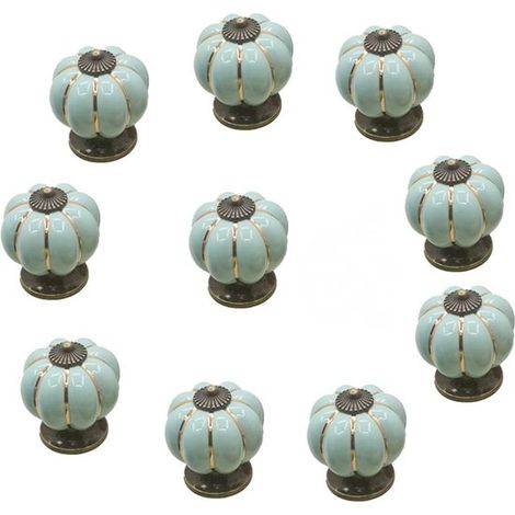 10 pièces - Boutons d'armoire - 40 40 40 mm - bleu - Bouton de meuble - Fixations pour meuble - Facile à installer - Durable et élégant - céramique - Boutons de porte pour armoires (1/4)