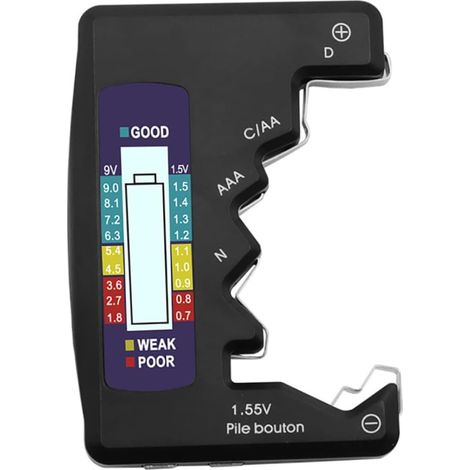 Testeur de batterie numérique Testeur universel Testeur d'écran LCD pour AA AAA N 1.5V Bouton Bouton Piles à boutons (1/5)