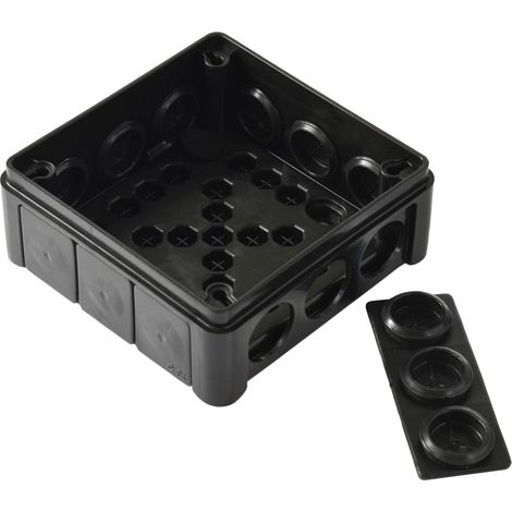 Boîte De Dérivation rapprochée Noire - 98x98x42mm - Ip55 - Protection Contre L'humidité - Installation Électrique (1/5)