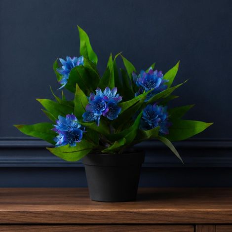 18cm Artificial Freesia Plant Blue Flowering Premium (1/5)