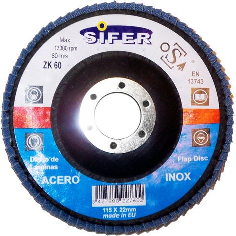 Disco abrasivo SIFER per acciaio inox 115x22 grana 120