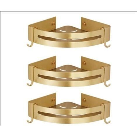 Duschablage ohne Bohren, Eckbadezimmerablage, Sternenlicht-Badezimmerablage (Glänzendes Sandgold, 3 Ebenen) (1/5)